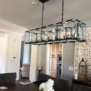 Hoden Modern Crystal Rectangular Chandelier For Dining Room 74"