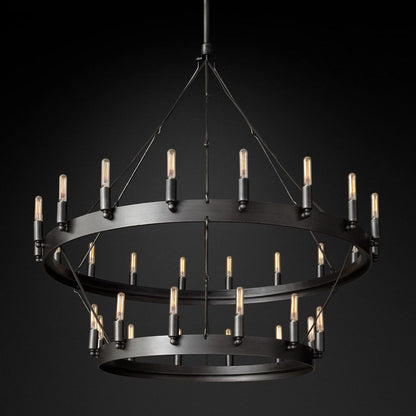 Camina Vintage Filament 2-Tier Round Chandelier 38‘’D