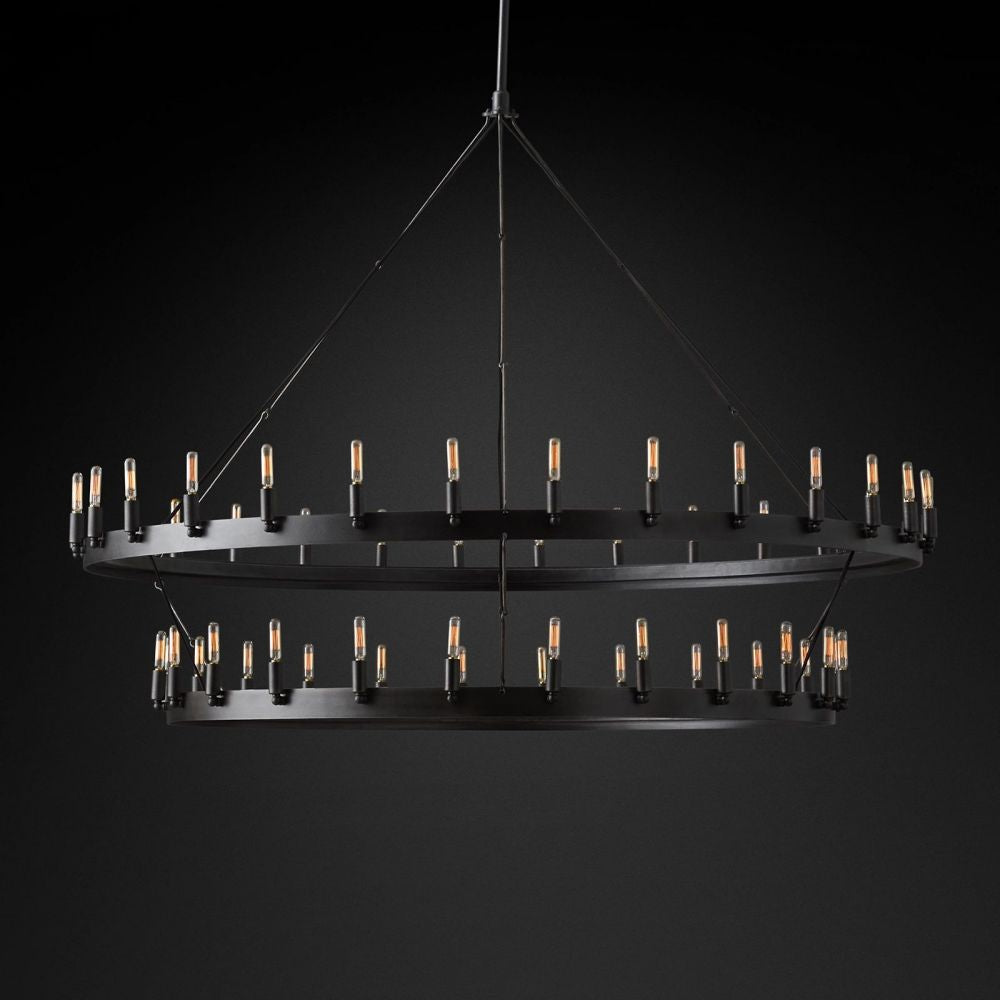 Camina Vintage Filament 2-Tier Round Chandelier 63‘’D