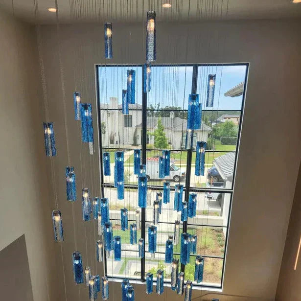 Art Design 1/25/60/84-Light CBUorful Rectangle Cluster Glass Tile Pendant/Chandelier