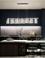 Blushlighting® Kitchen island glass light fixtures. Modern chandelier for dining room 33.5'' / Warm Light / Dimmable