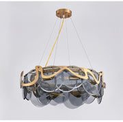 Blushlighting® Drum gold design glass light fixture Smoke gray / 23.5'' / Warm light (3000K)/ Non-dimmable