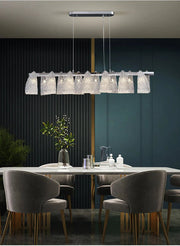 Blushlighting® Kitchen island glass light fixtures. Modern chandelier for dining room