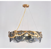 Blushlighting® Drum gold design glass light fixture Smoke gray / 23.5'' / Warm light (3000K)/ Dimmable