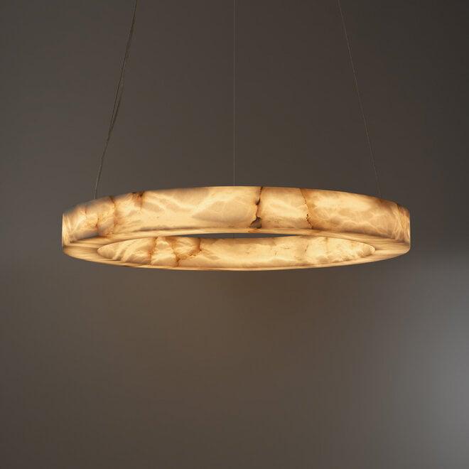 Halo Ring Alabaster Natural Stone Chandelier - Blushlighting