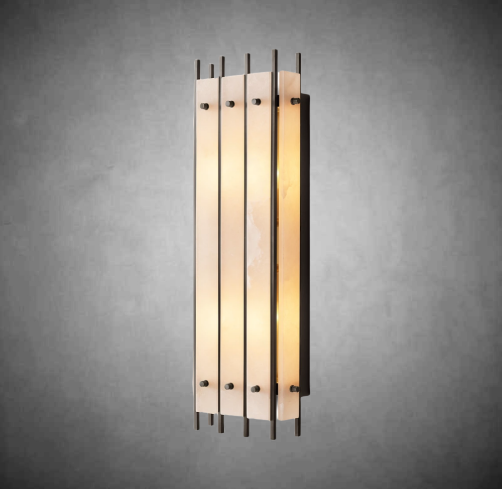 Sun Marcus Alabaster Grand Rectangular Sconce