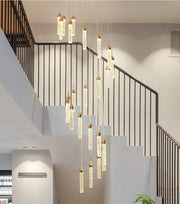 Modern Large Long Cascade Spiral Crystal Ceiling Light Decoration for Staircase/ High Ceiling Living Room/ Hotel Lobby/ Hallway