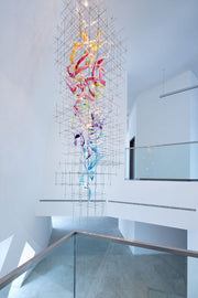 Blushlighting® La Roquette-sur-Siagne | Colourful Modern Glass Chandelier W47.2x47.2x118.1" / W120xD120xH300cm