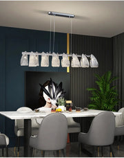 Blushlighting® Kitchen island glass light fixtures. Modern chandelier for dining room