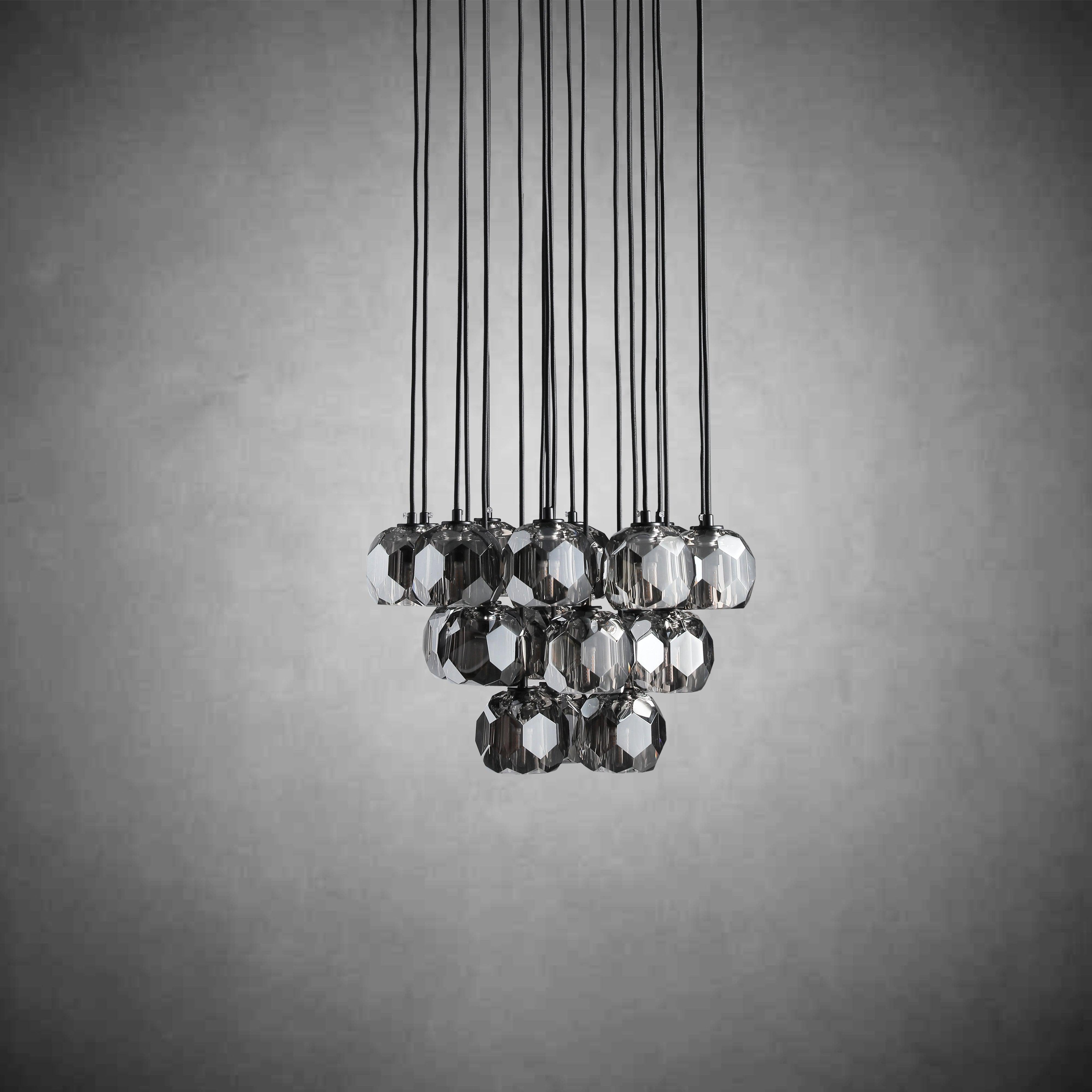 Bille De Crystal Cluster Round Chandelier 14"19"24"30"40"