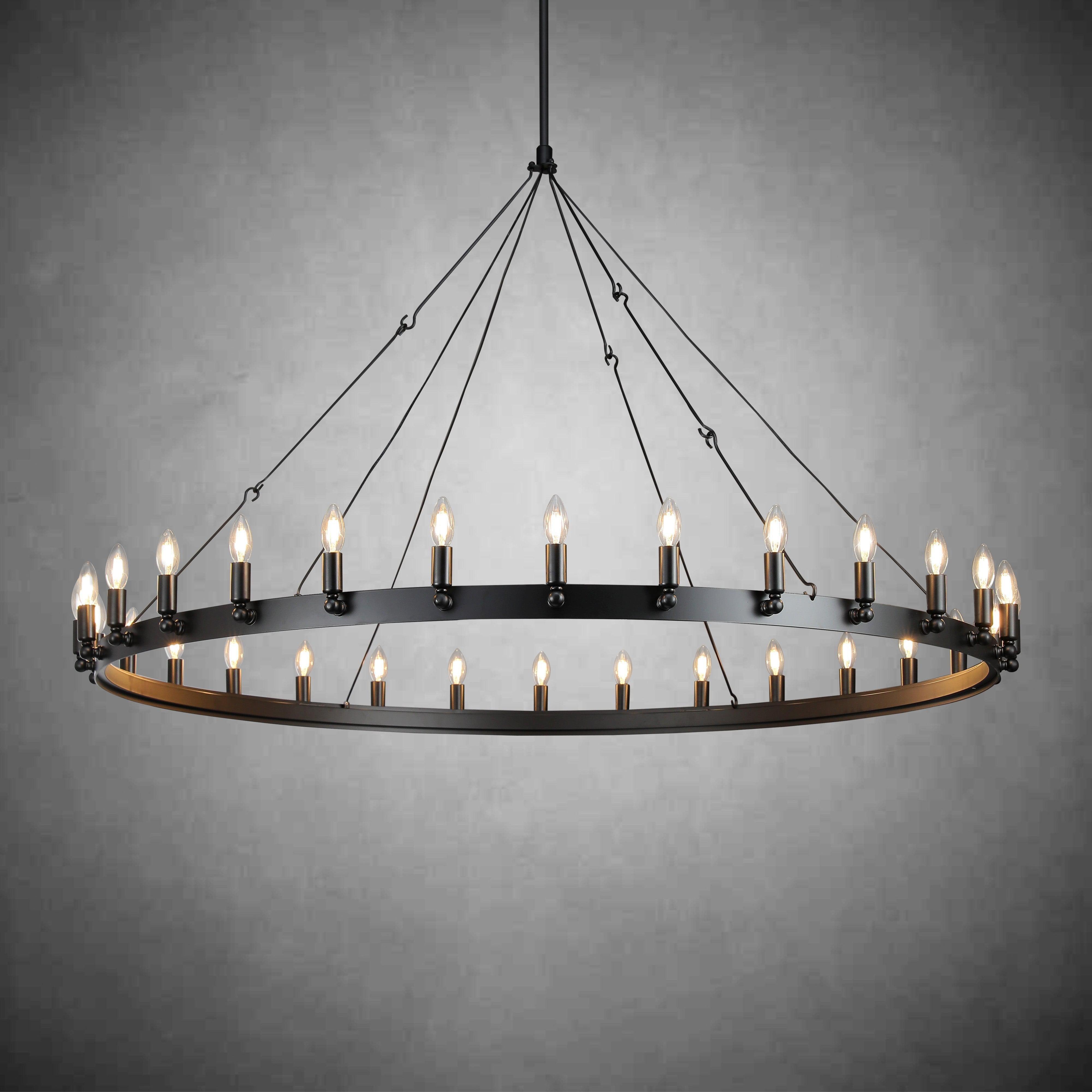 Camina Vintage Candelabra Round Chandelier 50"