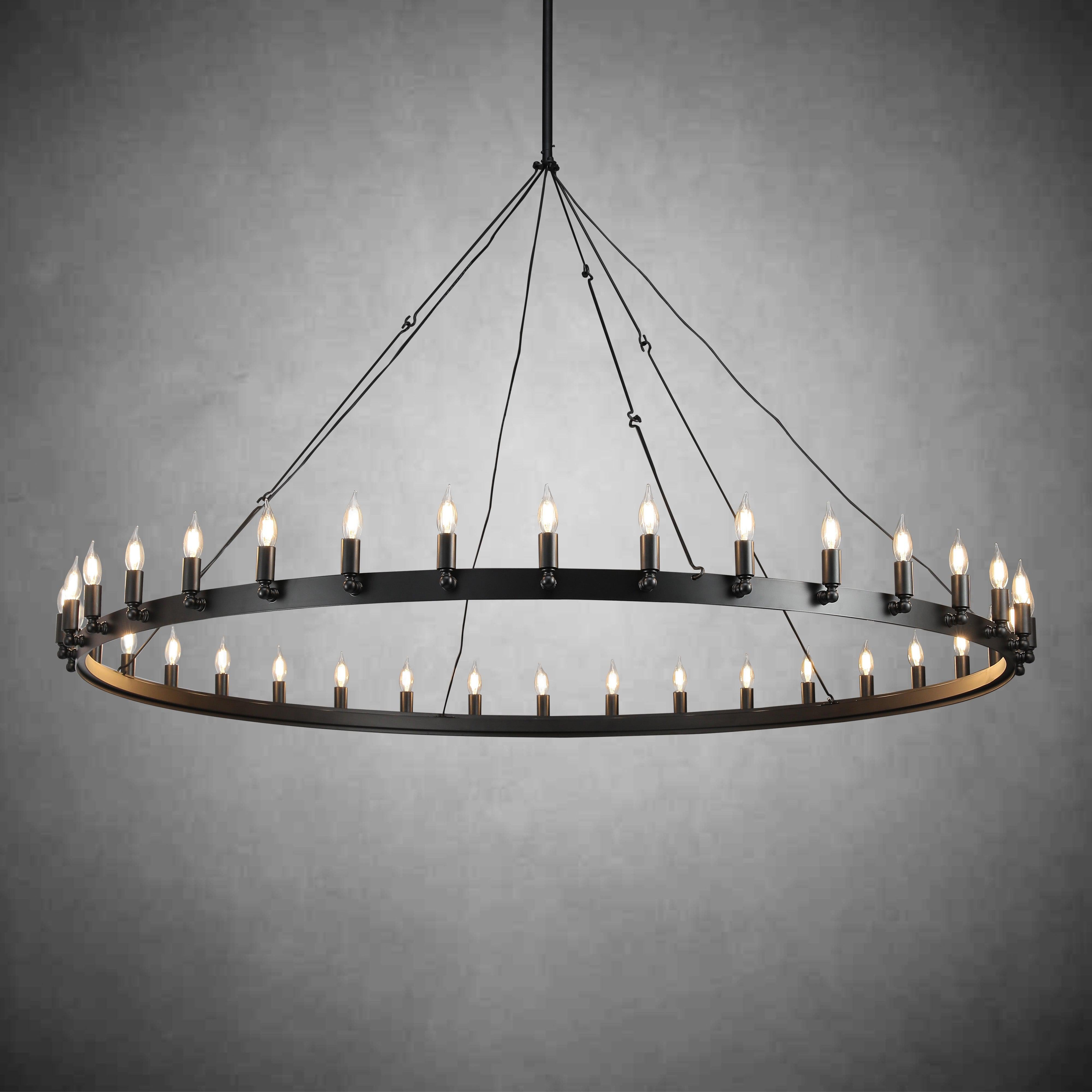 Camina Vintage Candelabra Round Chandelier 63"