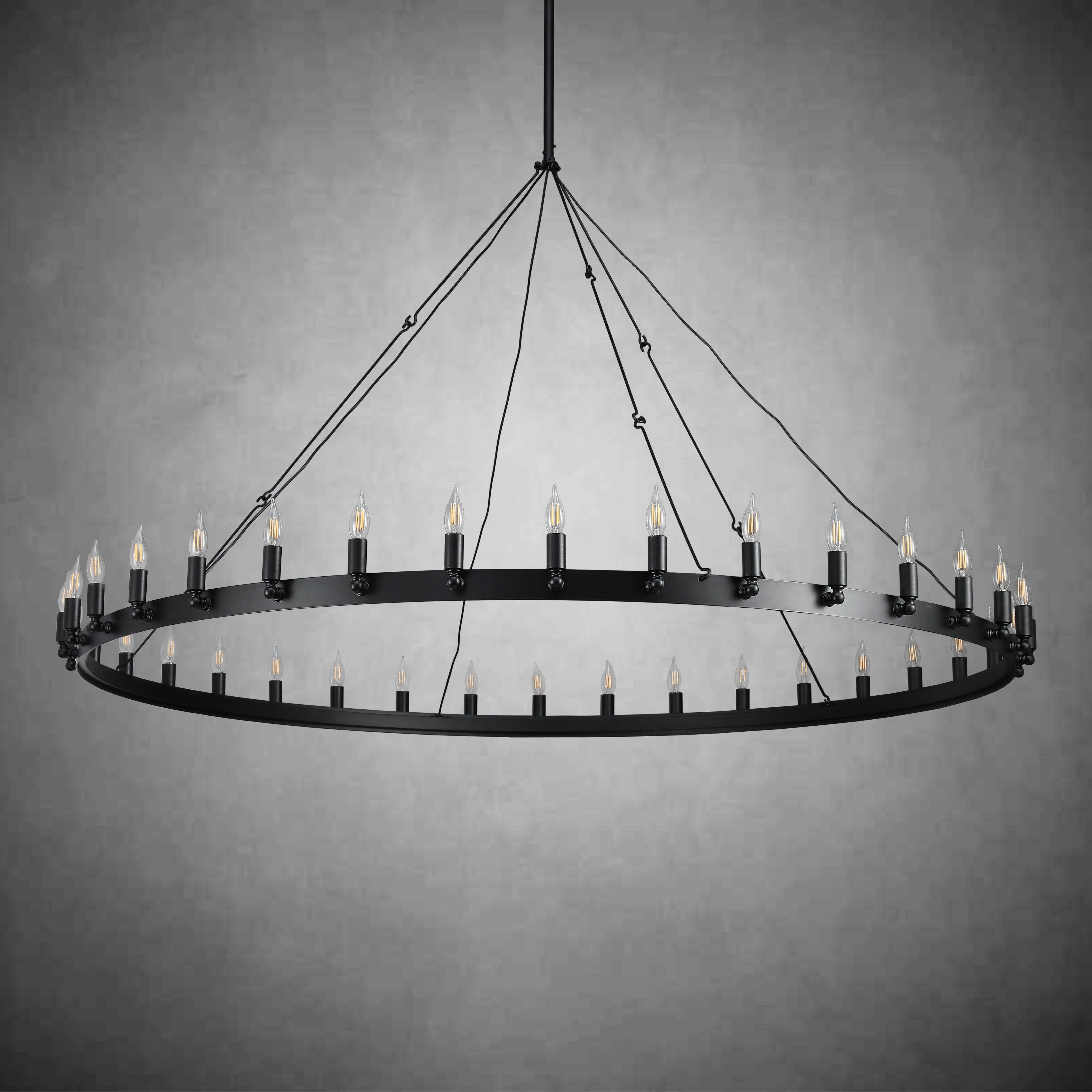 Camina Vintage Candelabra Round Chandelier 63"
