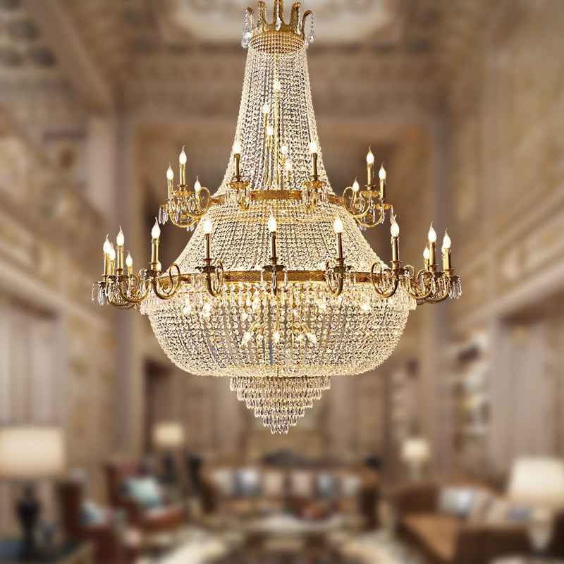 Oversized Luxury Double-layers GBUden French Style Candle Crystal Chandelier  for Living/Dinning Room/Foyer/Hallway/Staircase