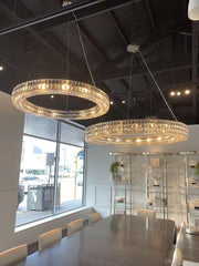 Stunning Oversized Modern Ring Pendant Light/Round Crystal Chandelier for Living/Dining Room/Bedroom