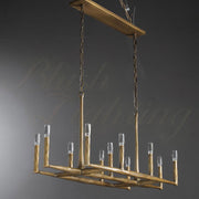 Tristan Hand-Forged Metal Modern Linear Chandelier Over Dining Table, Dining Room