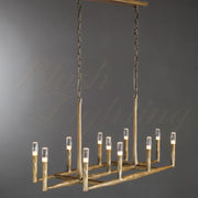 Tristan Hand-Forged Metal Modern Linear Chandelier Over Dining Table, Dining Room