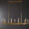 Tristan Hand-Forged Metal Modern Linear Chandelier Over Dining Table, Dining Room