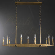 Tristan Hand-Forged Metal Modern Linear Chandelier Over Dining Table, Dining Room