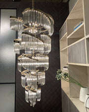 Oversized Modern Designer Creative Multi-tiered Luxury Spiral Crystal Chandelier  For High-ceiling Foyer/Entryway/Hallway