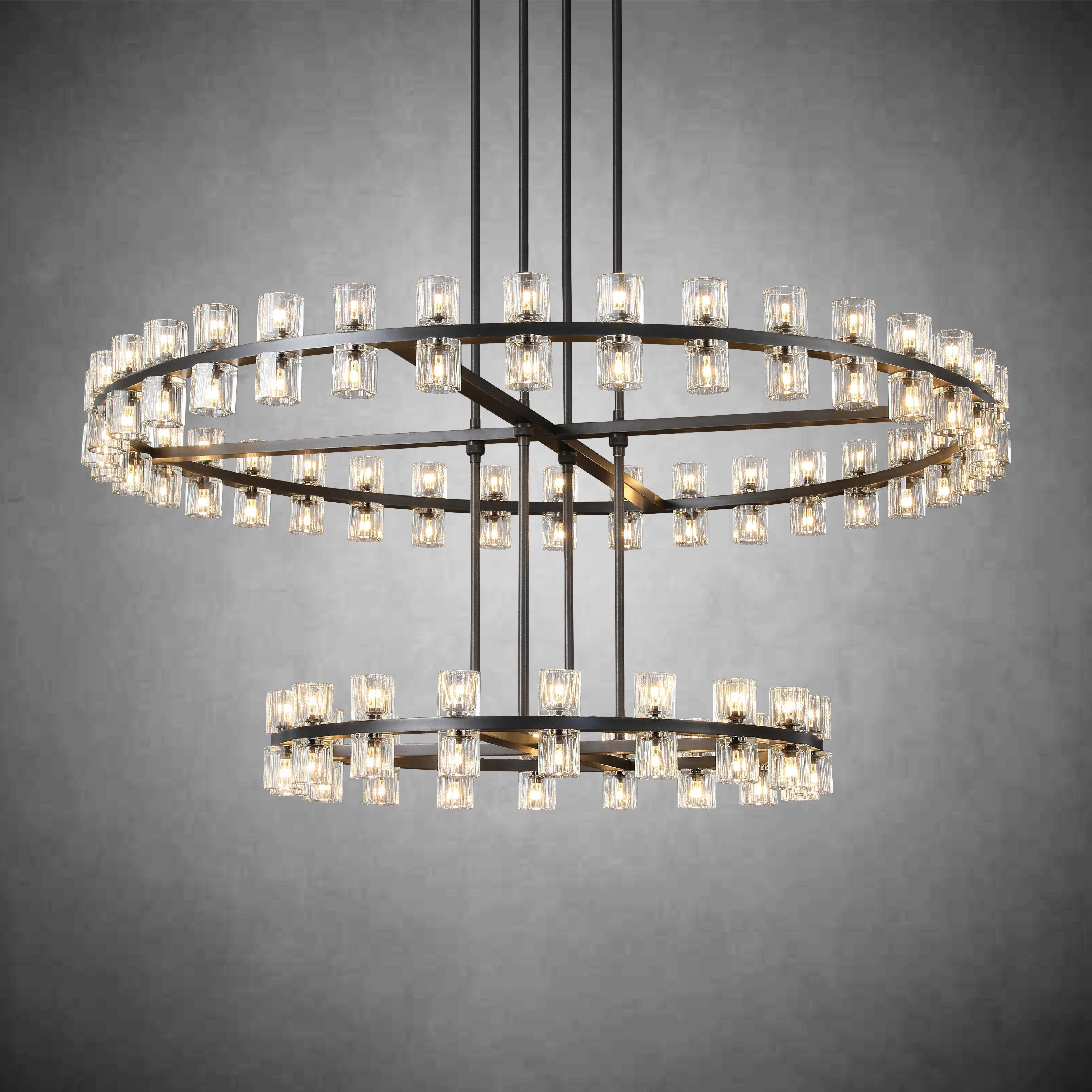 Arcachen Crystal 2-Tier Round Chandelier 60"