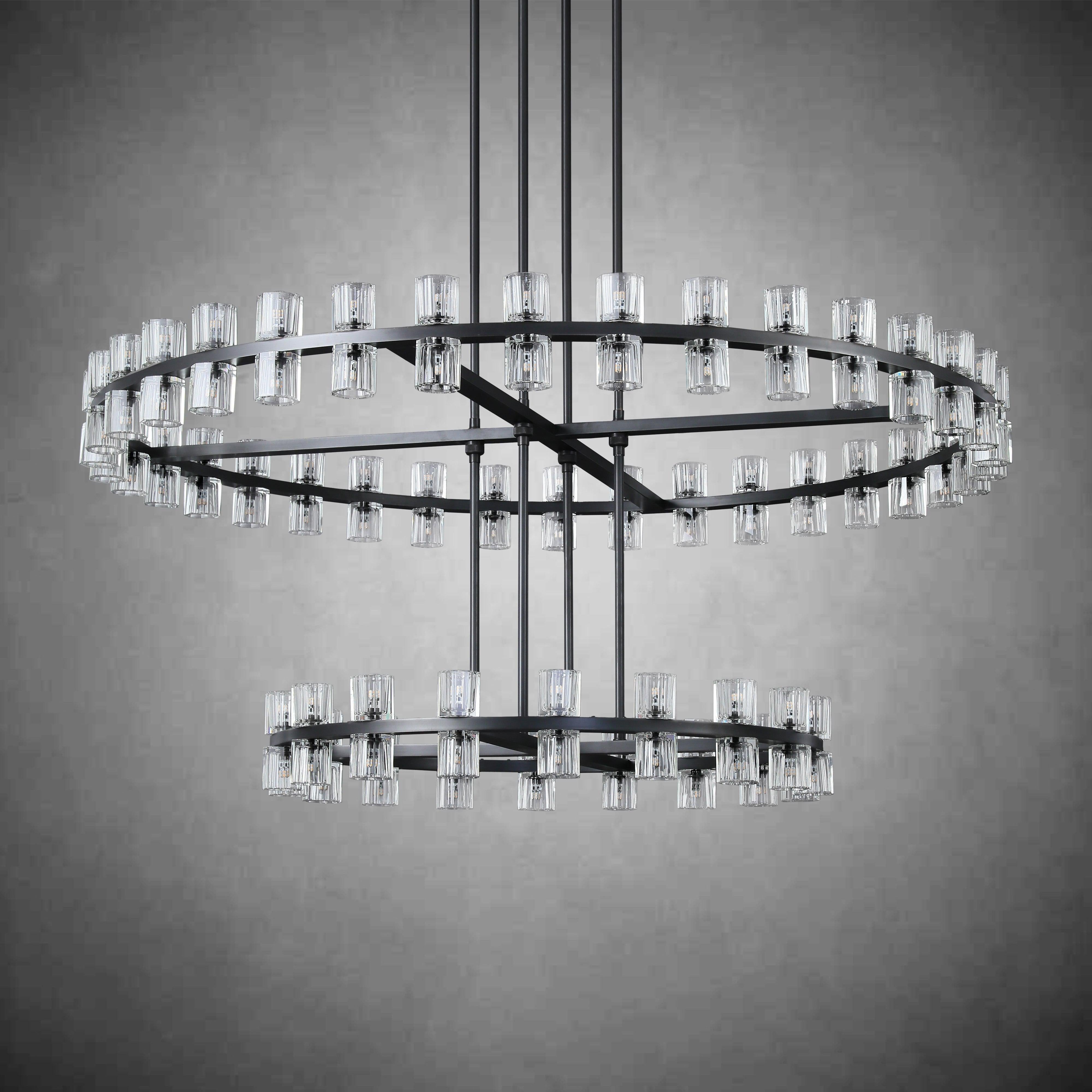 Arcachen Crystal 2-Tier Round Chandelier 60"