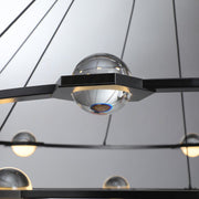 Elara Planet Modern Round Two-Tier Chandelier For Living Room, Foyer Chandelier 48"