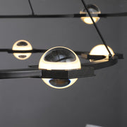 Elara Planet Modern Round Two-Tier Chandelier For Living Room, Foyer Chandelier 60"