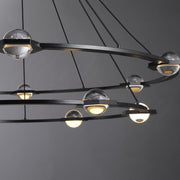 Elara Planet Modern Round Two-Tier Chandelier For Living Room, Foyer Chandelier 48"