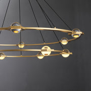 Elara Planet Modern Round Two-Tier Chandelier For Living Room, Foyer Chandelier 48"