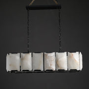 Hoden Modern Alabaster Elegant Rectangular Chandelier For Dining Room 54"