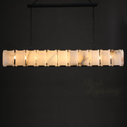 Hoden Modern Alabaster Elegant Rectangular Chandelier For Dining Room, Kitchen Table Chandelier