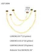 Modern LED Natural Alabaster Globes Beads Hanging Chandelier Indoor Lighting Fixture 125 globes-L100+L300+L500CM L40"+L118"+L197" Brass + White Modern Pendant lamp