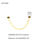 Modern LED Natural Alabaster Globes Beads Hanging Chandelier Indoor Lighting Fixture 27 globes-L200CM L80" Brass + White Modern Pendant lamp