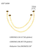 Modern LED Natural Alabaster Globes Beads Hanging Chandelier Indoor Lighting Fixture 112 globes-L300+L500CM L118"+L197" Brass + White Modern Pendant lamp