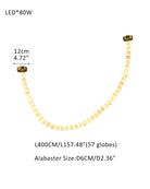 Modern LED Natural Alabaster Globes Beads Hanging Chandelier Indoor Lighting Fixture 57 globes-L400CM L157" Brass + White Modern Pendant lamp