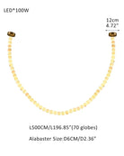 Modern LED Natural Alabaster Globes Beads Hanging Chandelier Indoor Lighting Fixture 70 globes-L500CM L197" Brass + White Modern Pendant lamp