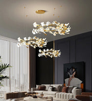 Blushlighting® Ceramic petals gold ceiling chandelier for living room, dining room, bedroom 39.4x31.5x23.6 / Warm Light / Dimmable