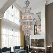 Large Multi-piece Crystal Chandelier Stylish Ceiling Light Fixture For Foyer Living Room Staircase