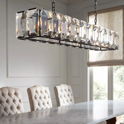 Hoden Modern Crystal Rectangular Chandelier For Dining Room 62"