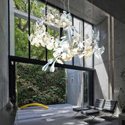 Ceramic Ginkgo Leaf Linear Extended Chandelier