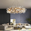 Modern Petal Crystal Round Brass Branch Chandelier For Living Room