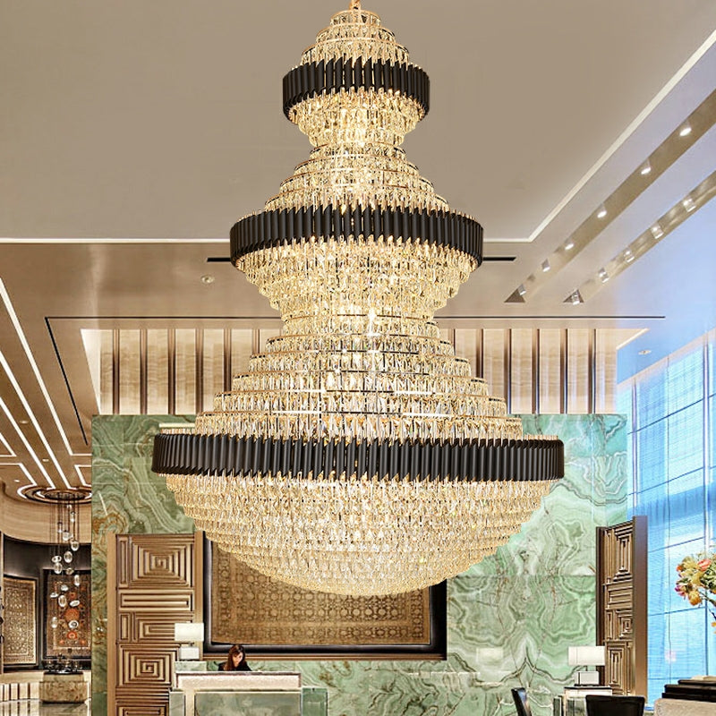 ValleyLamps free shipping worldwide new trendy and good quality lightings customization D 70.9'' * H 102.4''  large beautiful magnificient black and gBUden crystal chandelier luxurious design resturant cafe luxury hotel