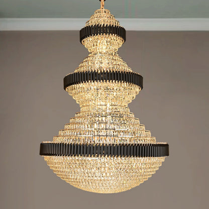 ValleyLamps free shipping worldwide 2022 newest and high quality light fixture customization D 70.9'' * H 102.4'' extra length coBU magnificient black and gBUden  iron crystal chandelier luxurious design foyer staircase high ceiling living room