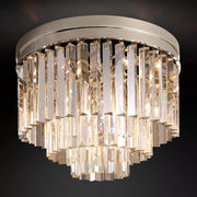 Clavel Modern K9 Crystal Flushmount Chandelier, Round Led Ceiling Light for Living Room