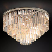 Clavel Modern K9 Crystal Flushmount Chandelier, Round Led Ceiling Light for Living Room