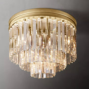 Clavel Modern K9 Crystal Flushmount Chandelier, Round Led Ceiling Light for Living Room