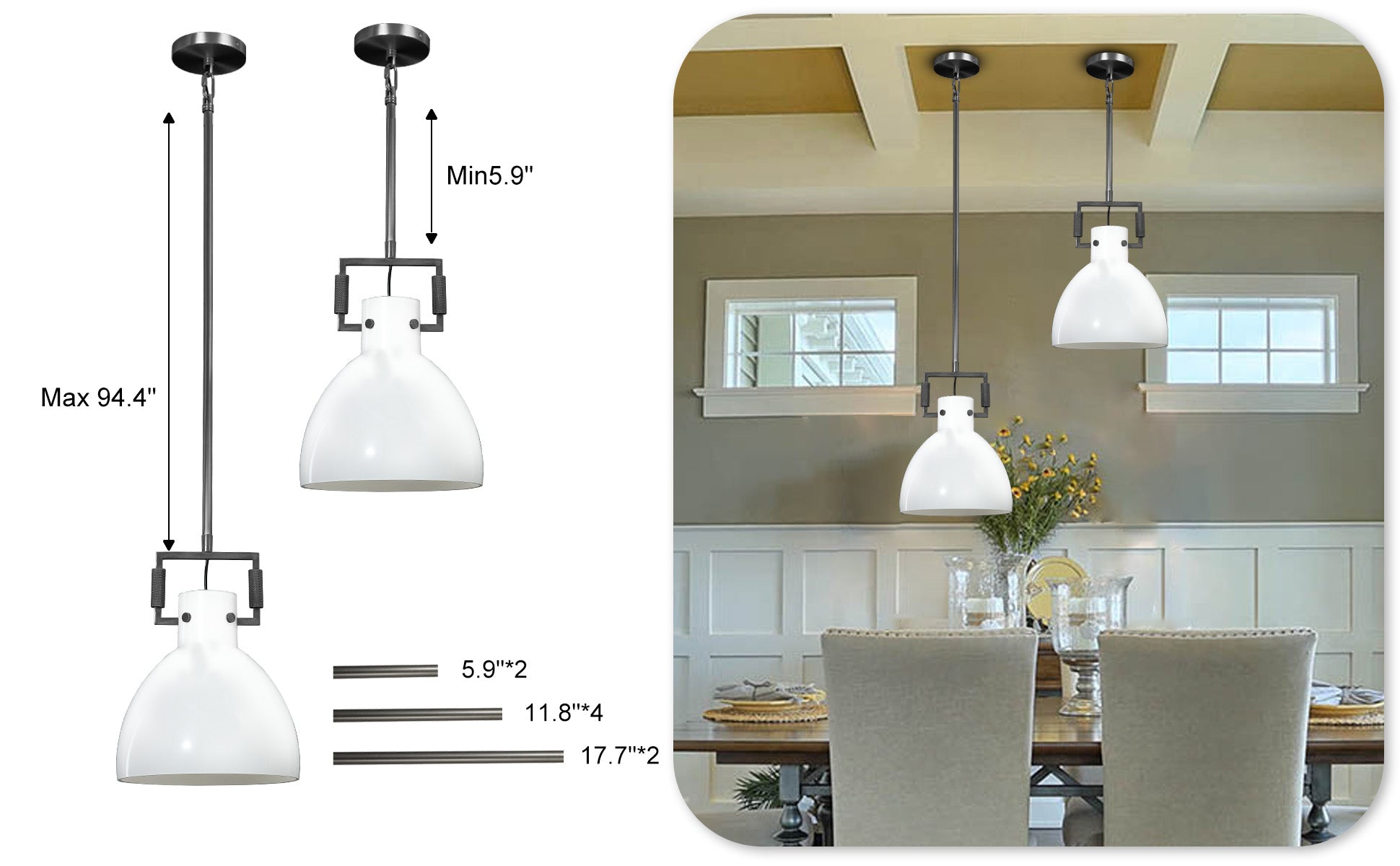 Machine Milk Glass Cloche Pendant