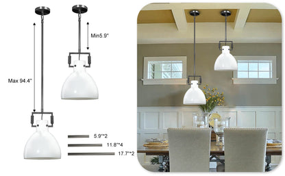 Machine Milk Glass Cloche Pendant