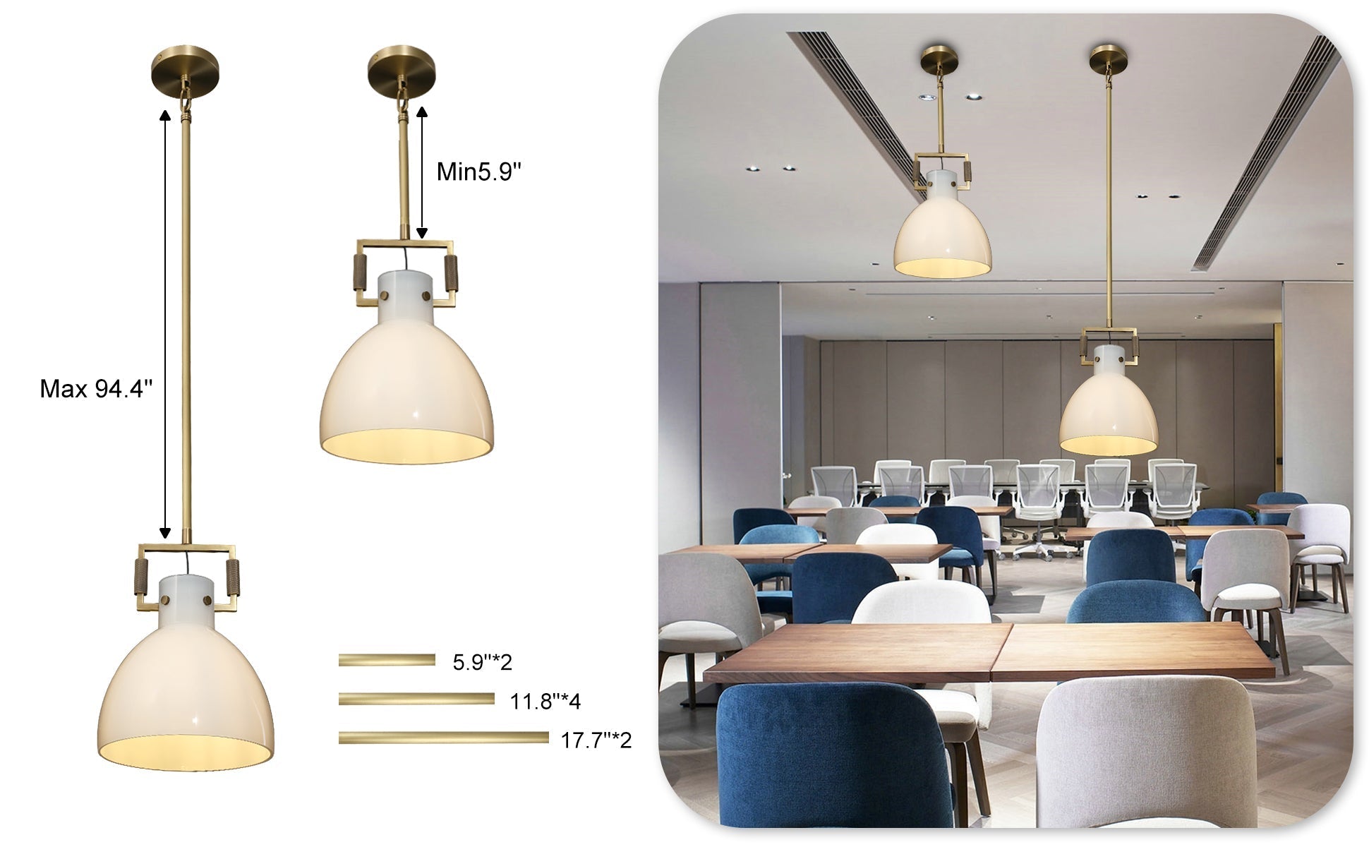 Machine Milk Glass Cloche Pendant